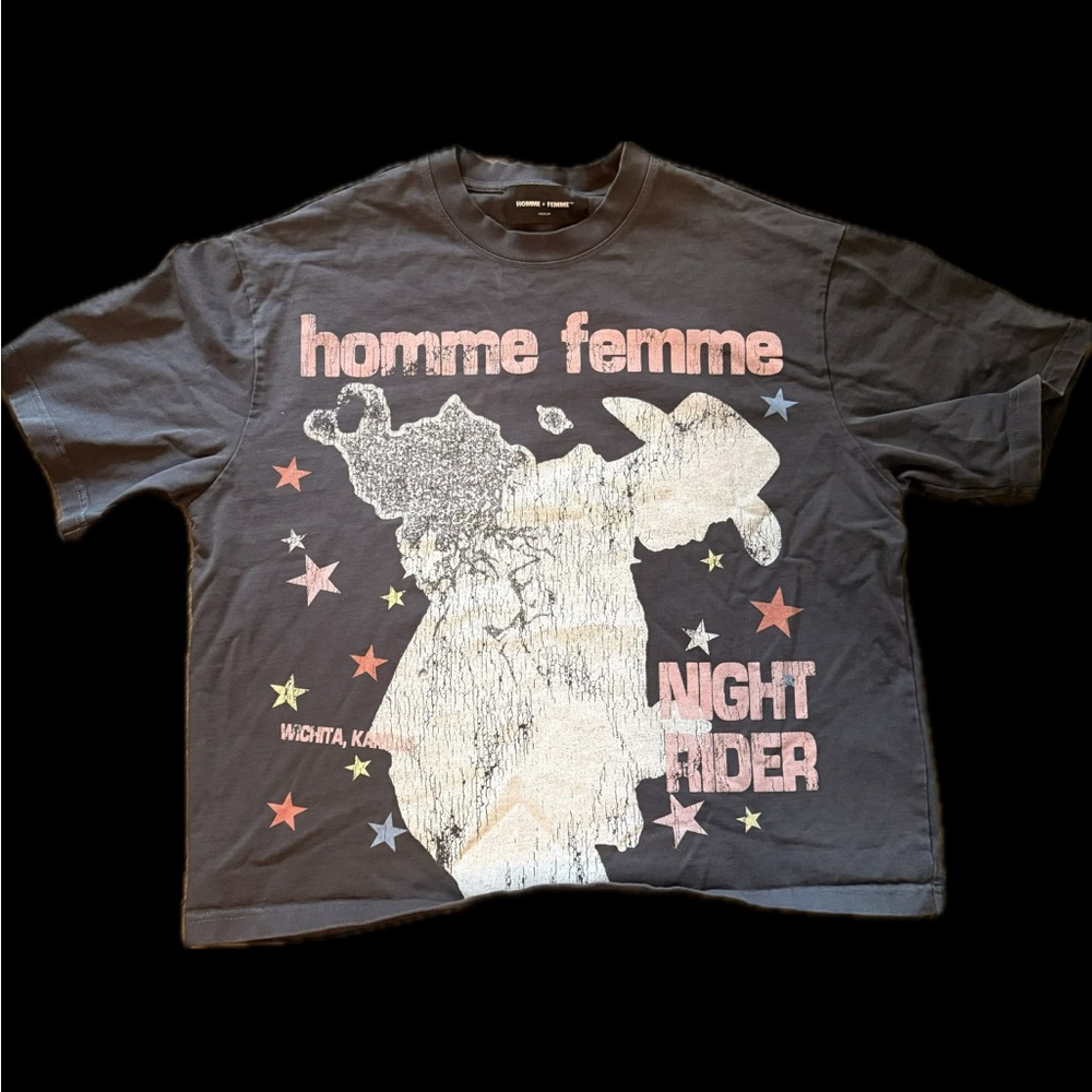 homme femme Black 'Night Rider' Graphic Short Sleeve Tee